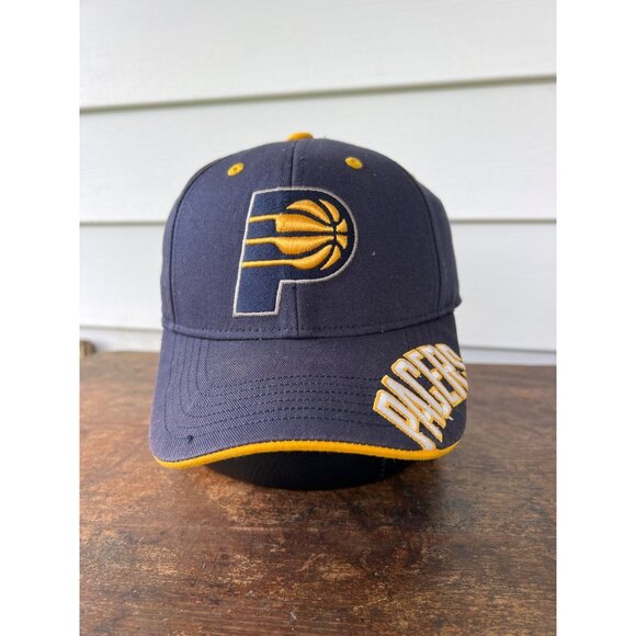 Indiana Pacers NBA Adjustable Strapback Hat Navy & Gold Embroidered Logo V3 - Picture 1 of 5
